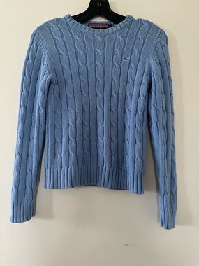 Vineyard Vines Blue Cable Knit Sweater Small Preppy Old Money Quiet Luxury